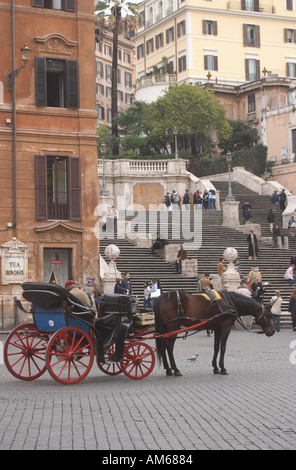 Ein Pferd und Falle vor der spanischen Treppe Stockfoto