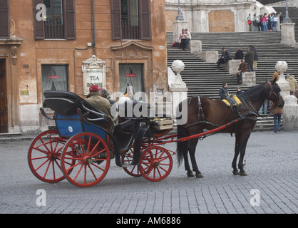 Ein Pferd und Falle vor der spanischen Treppe. Stockfoto