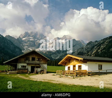 Rhontaler Alm im Sommer, Rhontal, östliche Karwendelspitze, Vogelkarspitze, Karwendel, Tirol, Österreich Stockfoto