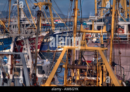 Baumkurrentrawlern wartet auf die Flut zu ändern, damit sie zur See. Stockfoto