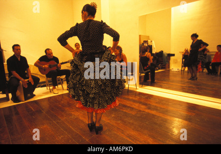 Sanlucar de Barremeda hinter den Kulissen bei einem Flamenco-Wettbewerb Stockfoto