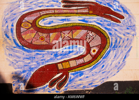 Rainbow Serpent Wandbild Tiwi Islands Australien Stockfoto