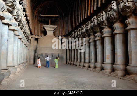 Indien, Karnataka, 2. Jahrhundert v. Chr. Bhaja Grotten Stockfoto