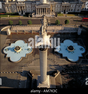 National Gallery und Nelsons Säule Trafalgar Square in London UK-Luftbild Stockfoto