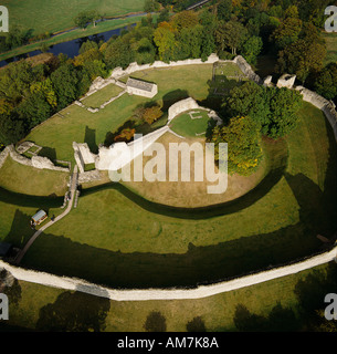 Pickering Schloß mit Luftbild Motte Bailey Yorkshire UK Stockfoto