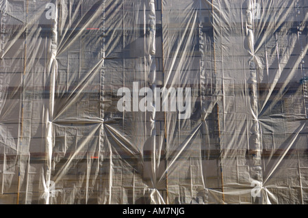 Gerüste mit Plane, Ummantelung Stockfoto