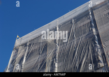Gerüste mit Plane, Ummantelung Stockfoto