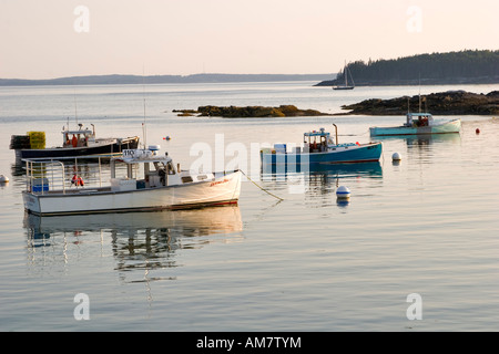 Abendlicht am Bass Harbor, Maine Stockfoto