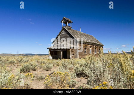 Altes Schulhaus, Wildwest, Oregon, USA Stockfoto