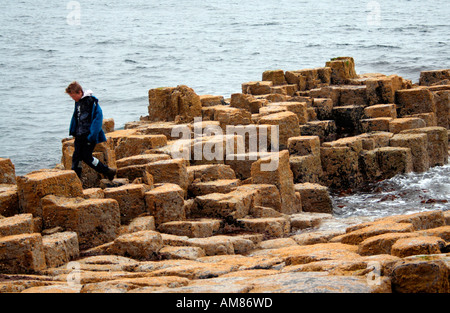 Fels-Formationen, Fingal's Cave, Staffa, Treshnish Inseln in der Nähe von Mull, Westküste von Schottland, Vereinigtes Königreich Stockfoto