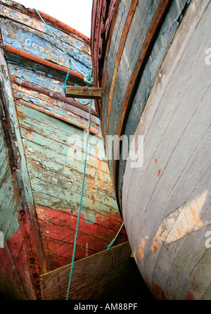 Nahaufnahme Detail des Bootes Kiels eines Schiffswracks, Salen, Isle of Mull, Westküste von Schottland, UK Stockfoto