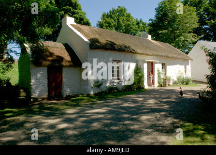Die Ulster American Folk Park in der Nähe von Omagh, County Tyrone, Irland. Mellon Homestead. Geburtsort des US-Richter Thomas Mellon. Stockfoto