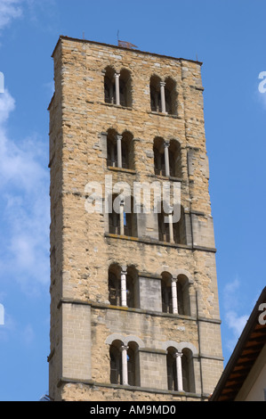 14. Jahrhundert romanische Glockenturm von Santa Maria della Pieve (Kirche) in Arezzo, Toskana, Italien Stockfoto