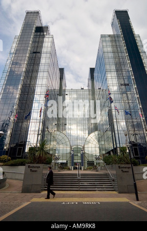 Exchange Tower in Harbour Exchange Square Canary Wharf in London im Besitz von Hammerson UK Eigenschaften plc Stockfoto