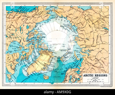 Die Arktis 1922-Karte von dem Nordpol und Umgebung Stockfoto