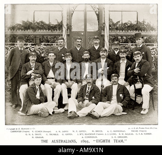 Mannschaftsfoto Australien 1893 von der achten australischen Kricketspieler captained durch Jack Blackham auf Tour in England Stockfoto