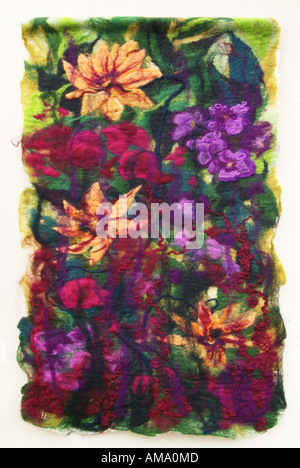 Nahaufnahme von Filz Blume Blüte Textil Stickerei Wolle wollenen Kunsthandwerk Material exklusive einzigartige Bild Stockfoto