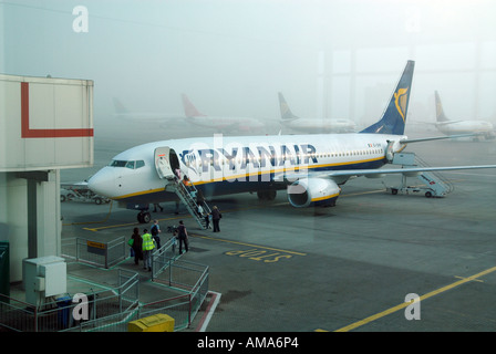 UK-RYANAIR Flugzeuge bereit zum Abflug am Flughafen STANSTED Foto Julio Etchart Stockfoto