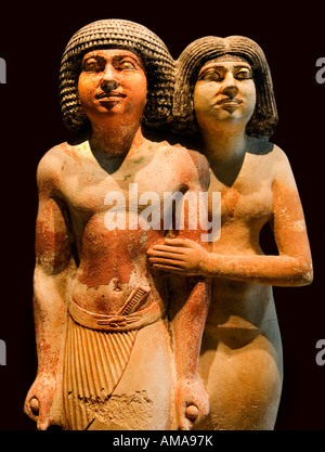 Der Inspektor Schreiber Raherka und seine Frau Merseankh, ca 2350 v. Chr. Imeneminet Ägypten ägyptische Stockfoto