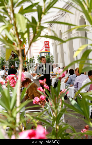 Aug 2008 - Leute sitzen im gehobenen Restaurant Ellas am Judenplatz Wien Österreich Stockfoto