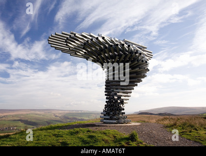 Burnley Panoptikum 'The Singing Ringing Tree' ist ein einzigartiges 21. Jahrhundert musikalische Skulptur in Form eines Wind geblasen Baum. Stockfoto