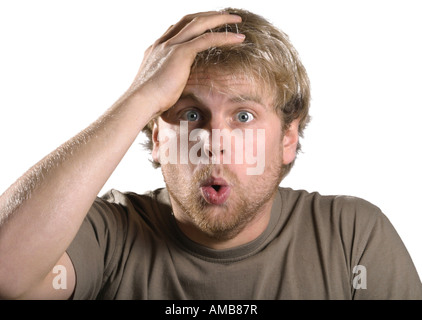 Porträt eines jungen Mannes, erstaunt Stockfoto
