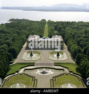 Neues Schloss (New Palace) Herrenchiemsee mit Brunnen (Build 1878-1885), Deutschland, Bayern, Priem Stockfoto