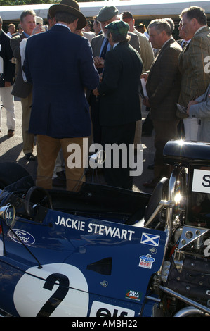 Sir Jackie Stewart interviewt in Goodwood Stockfoto