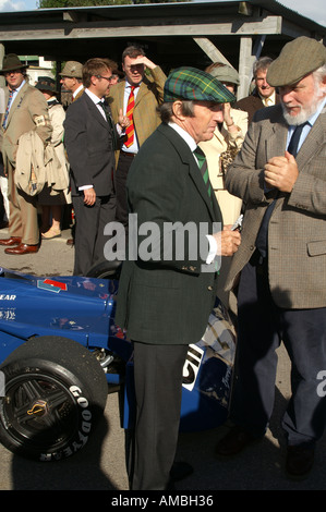 Sir Jackie Stewart interviewt in Goodwood Stockfoto