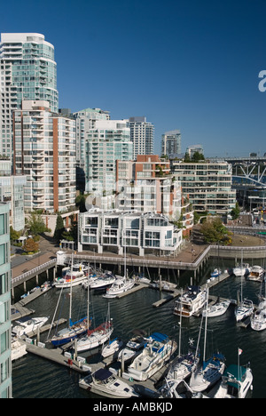 Luftaufnahme des False Creek Yaletown Vancouver British Columbia Kanada Stockfoto