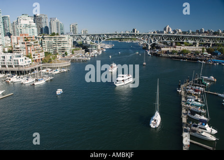 Luftaufnahme des False Creek Yaletown Granville Island Vancouver British Columbia Kanada Stockfoto