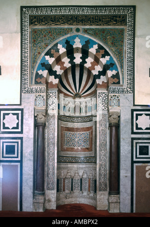 Taybarsiyya-Madrasa, Mihrab und Qibla-Wand Stockfoto