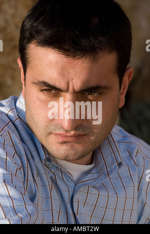 Ein trauriger Mann Nahaufnahme Stockfoto