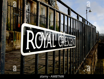 Das Straßenschild von dem berühmten Royal Crescent in der Stadt Bath Somerset. Bild von Jim Holden. Stockfoto