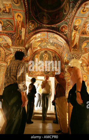 TUR, Türkei, Kappadokien, 17.10.2005: Göreme, Freilichtmuseum, Karanlik Kirche, Gemälde in einer Höhle Stockfoto