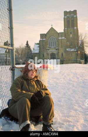 Applying Obdachlose im Winter. St. Paul, Minnesota Stockfoto