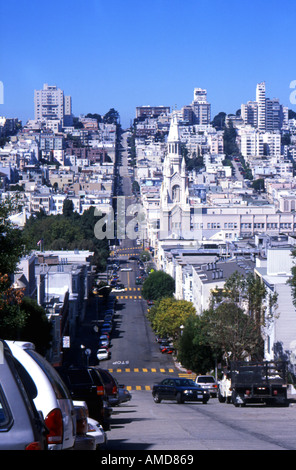 Schaut man von San Francisco s viele Hügel Stockfoto