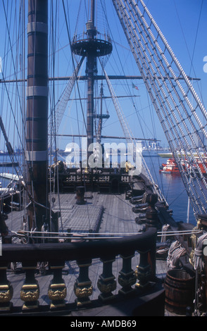Deck bauen Wiederaufbau Segelschiff von Christopher Columbus alten Hafen Genua Ligurien Italien Stockfoto