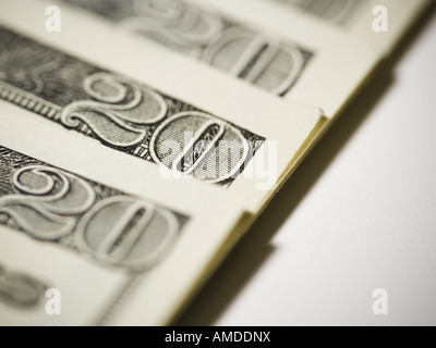 Detailansicht der uns zwanzig-Dollar-Banknoten Stockfoto