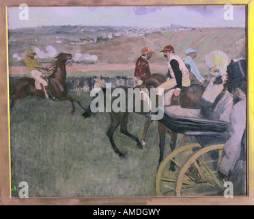 "Bildende Kunst, Degas, Edgar, (1834-1917), Malerei,"At the Races", 1876-1987, Öl auf Leinwand, Musée d' Orsay, Paris, ' Aux Co Stockfoto