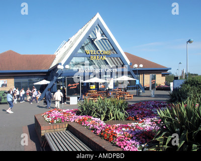 Birchanger grün willkommen brechen M11 Autobahnraststätte in der Nähe von Bishops Stortford und Stansted an Kreuzung 8 Stockfoto