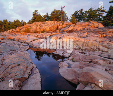 Georgian Bay Küste an der Sonnenuntergang Killarney Provincial Park in Ontario Kanada Stockfoto