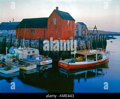 Rockport in Massachusetts mit Motiv 1 und Hummer Angelboote/Fischerboote im Hafen Stockfoto