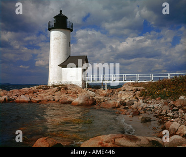 Annisquam Harbor Leuchtturm auf Wigwam Punkt und Ipswich Bay of Cape Ann in Massachusetts Stockfoto