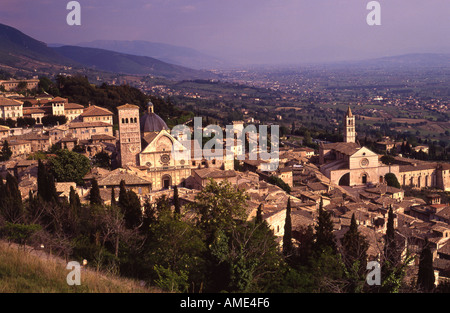Gesamtansicht von Italien Umbrien Assisi Skyline Panorama Stockfoto
