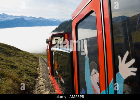 Mountain Train Rothorn Bahn zwischen Brienz und Brienzer Rothorn s Peak Alpen der Schweiz Stockfoto