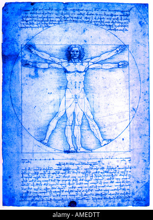 Vitruvian Mann 1490 von Leonardo da Vinci 1452-1519 Feder und Tinte Stockfoto