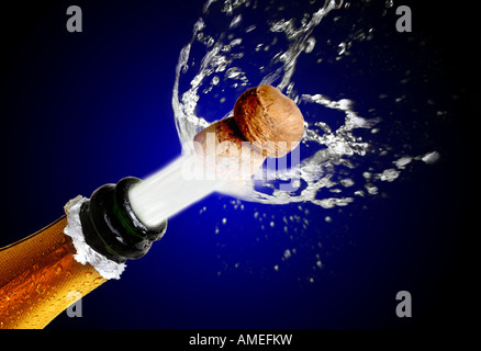 Sektkorken knallen hautnah Stockfoto
