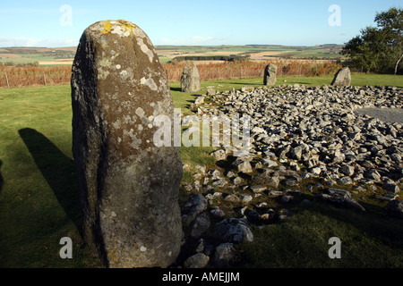 Loano Liegerad Kreis und Feuerbestattung Steinkreis am Daviot, Aberdeenshire, UK Stockfoto