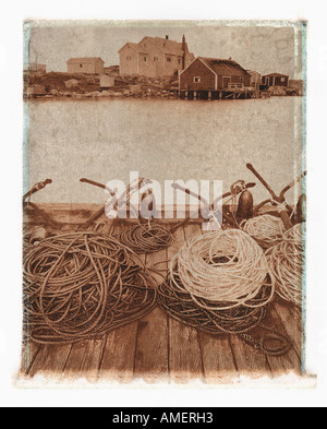 Ankern auf Dock Peggys Cove, Nova Scotia, Kanada Stockfoto